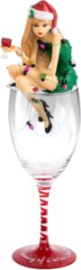 h2z tableware hiccup wine christmas girl in glass, 12", multicolor