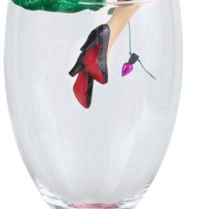 H2Z tableware Hiccup Wine Christmas Girl in Glass, 12", Multicolor