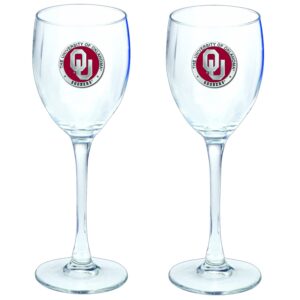 heritage pewter oklahoma sooners glass goblets – set of 2 | 12 oz goblet wine glasses | expertly crafted pewter glass