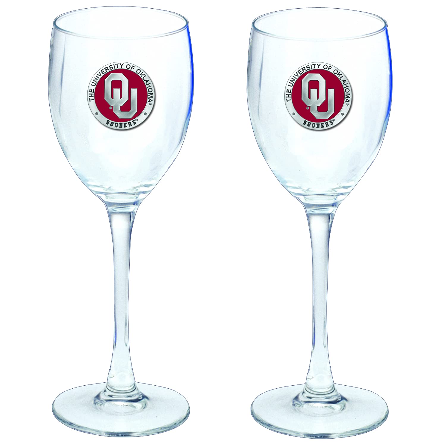 Heritage Pewter Oklahoma Sooners Glass Goblets – Set of 2 | 12 OZ Goblet Wine Glasses | Expertly Crafted Pewter Glass