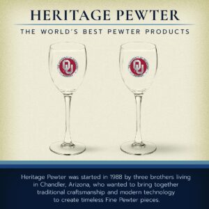 Heritage Pewter Oklahoma Sooners Glass Goblets – Set of 2 | 12 OZ Goblet Wine Glasses | Expertly Crafted Pewter Glass