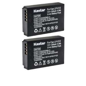 kastar battery (2-pack) for canon lp-e12 lpe12 battery, lc-e12 lc-e12e charger, canon eos 100d, eos m, eos m2, eos m10, eos m50, eos m100, eos m200, eos rebel sl1, powershot sx70 hs cameras