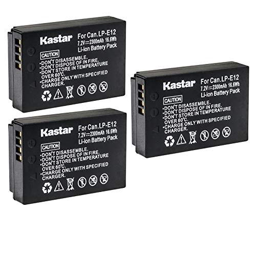 Kastar Battery (3-Pack) Replacement for LP-E12 Work with EOS M, EOS Rebel SL1, EOS 100D Cameras