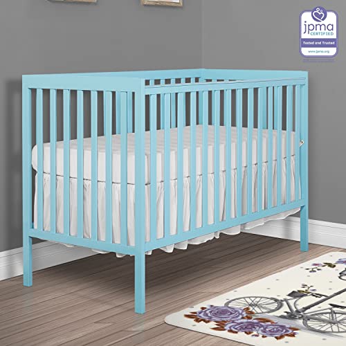 Dream On Me Synergy 5-In-1 Convertible Crib In Aqua Sky, Greenguard Gold Certified