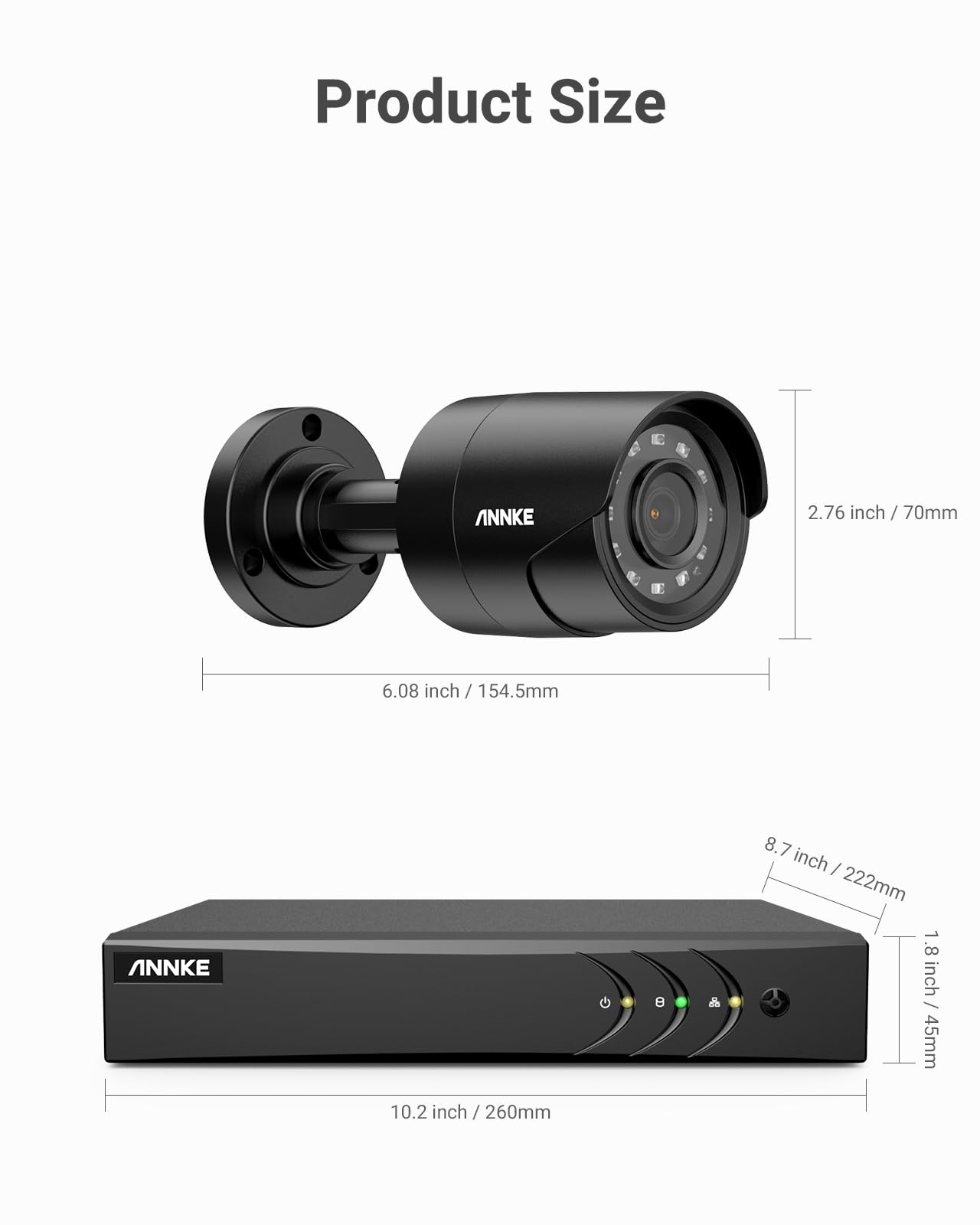 ANNKE 8CH H.265+ 3K Lite Surveillance Security Camera System with AI Human/Vehicle Detection, 4 x 1920TVL 2MP Wired CCTV IP66 Cameras for Indoor Outdoor Use, Remote Access, 1TB Hard Drive Included
