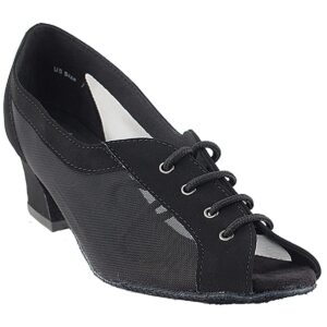 womens ballroom dance shoes party salsa practice dance shoes black nubuck 1644eb comfortable - very fine 2" heel 8.5 m us [bundle of 5]