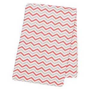 trend lab coral and gray chevron flannel swaddle blanket - chevron print cotton, coral, gray and white, 48 in x 48 in