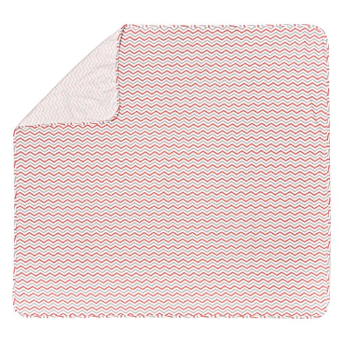 Trend Lab Coral and Gray Chevron Flannel Swaddle Blanket - Chevron Print Cotton, Coral, Gray and White, 48 in x 48 in