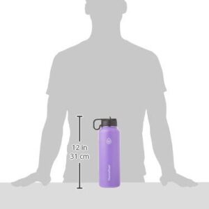 ThermoFlask 40 oz Double Wall Vacuum Insulated Stainless Steel Water Bottle with Two Lids, Plum