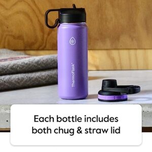 ThermoFlask 40 oz Double Wall Vacuum Insulated Stainless Steel Water Bottle with Two Lids, Plum