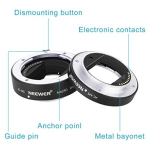 Neewer Metal AF Auto-Focus Macro Extension Tube Set 10mm&16mm for Sony NEX E-Mount Camera NEX 3/3N/5/5N/5R/A6000/A6300 and Full Frame A7 A7S/A7SII A7R/A7RII A7II