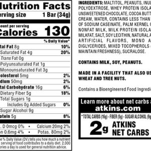 Atkins Endulge Caramel Nut Chew Bar, Dessert Favorite, 1g Sugar, Good Source of Fiber, Low Sugar, 10 Count