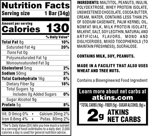 Atkins Endulge Caramel Nut Chew Bar, Dessert Favorite, 1g Sugar, Good Source of Fiber, Low Sugar, 10 Count