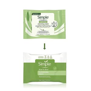 simple kind to skin cleansing wipes gentle and effective makeup remover micellar free from color and dye, artificial perfume and harsh chemicals 25 wipes