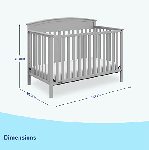 Graco Benton 5-in-1 Convertible Crib (Pebble Gray) – GREENGUARD Gold Certified, Converts from Baby Crib to Toddler Bed, Daybed and Full-Size Bed, Fits Standard Full-Size Crib Mattress