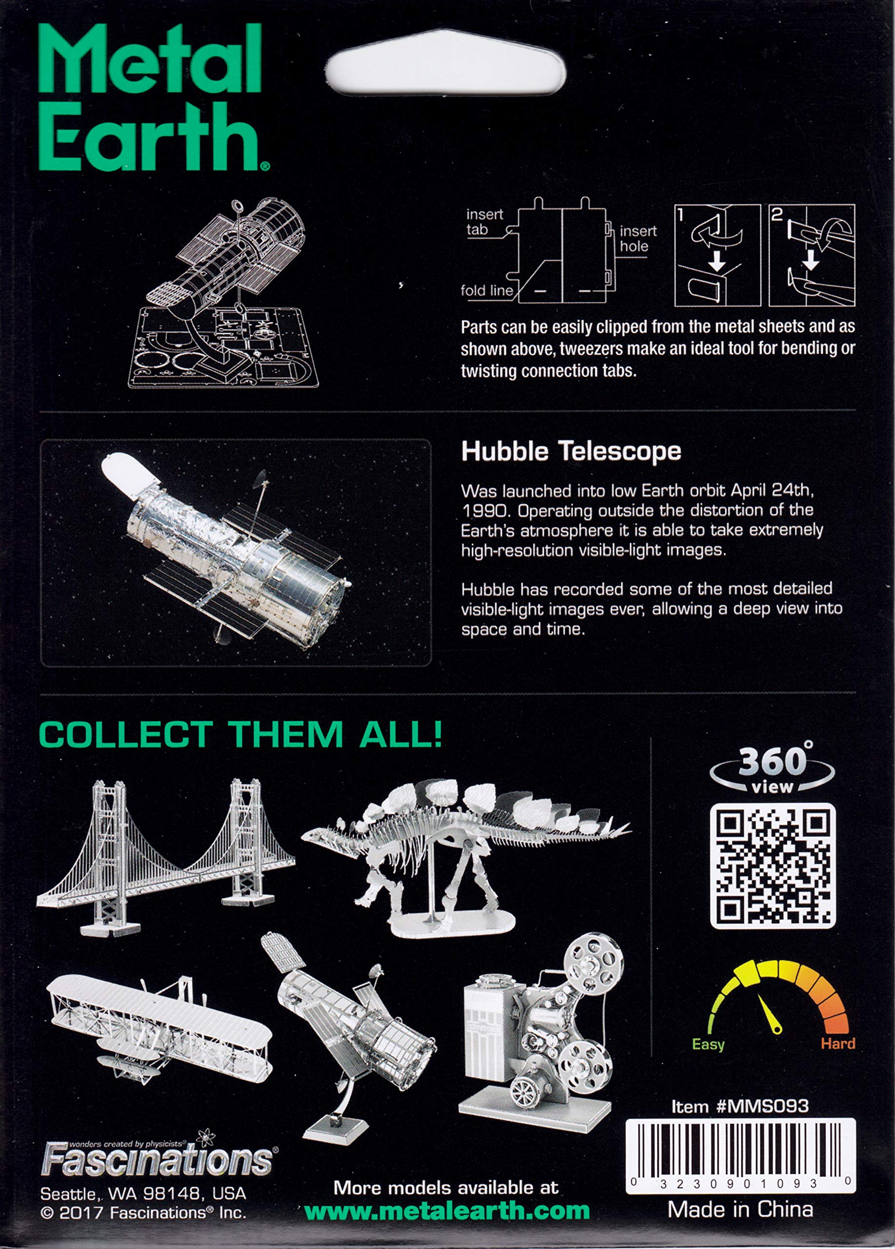 Metal Earth Fascinations Hubble Telescope 3D Metal Model Kit