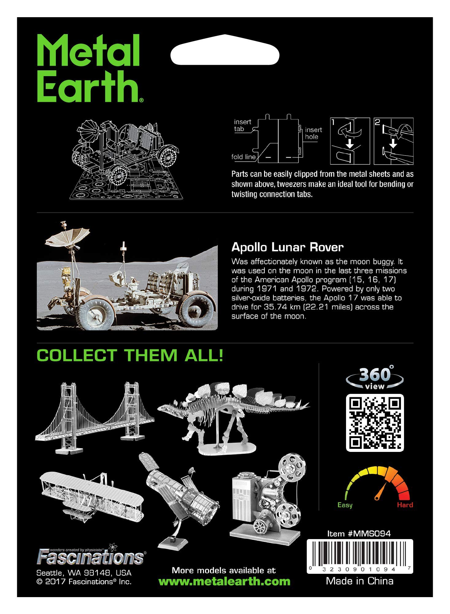 Fascinations Metal Earth Apollo Lunar Rover 3D Metal Model Kit