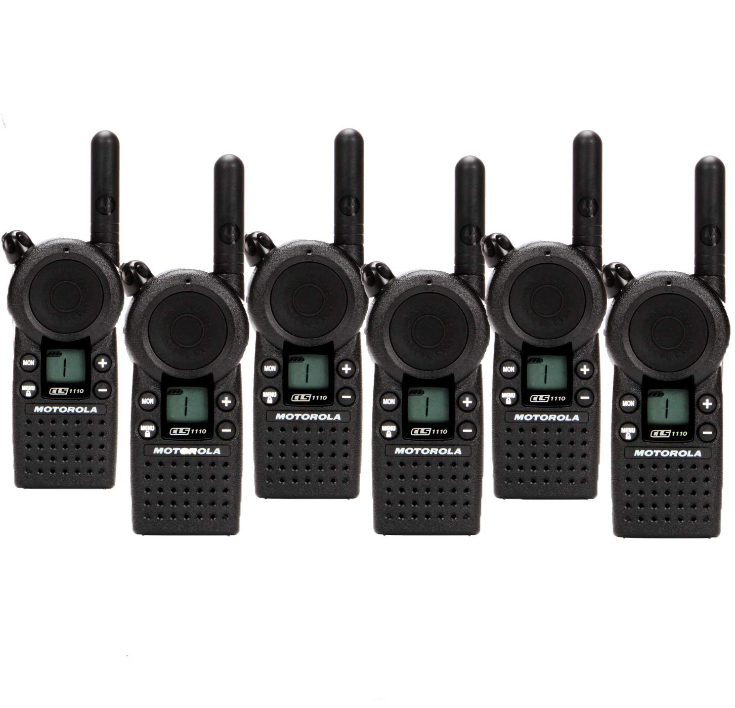 6 Pack of Motorola CLS1110 Walkie Talkie Radios with Headsets & 6-Bank Charger