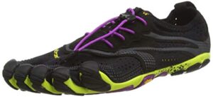 vibram women's fivefingers, v-run running shoe, black/yellow/purple, 7-7.5 m us