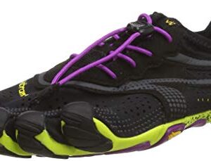 Vibram Women's FiveFingers, V-Run Running Shoe, Black/Yellow/Purple, 7-7.5 M US