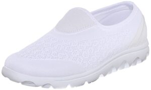 propét womens travelactiv slip on walking walking sneakers shoes casual - white - size 12 2e