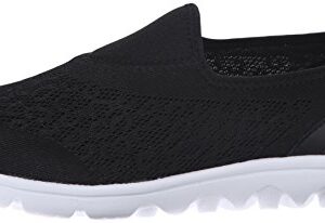 Propét Women's TravelActiv Slip On Fashion Sneaker, Black, 8 N US