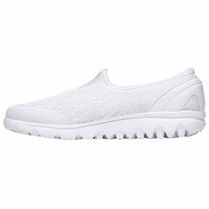 propét women's travelactiv slip on fashion sneaker, white, 7.5 n us