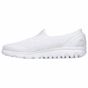 propét women travelactiv slip-on sneaker, white, 9 wide