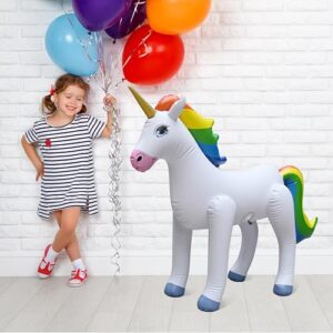 Jet Creations Inflatable Standing Rainbow Unicorn, Great for Pool, Party Decoration, Birthday, 40"L