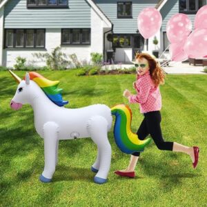 Jet Creations Inflatable Standing Rainbow Unicorn, Great for Pool, Party Decoration, Birthday, 40"L