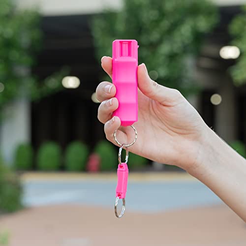 SABRE Pepper Spray, Supports National Breast Cancer Foundation, Maximum Police Strength OC Spray, Quick Release Keychain for Easy Carry and Fast Access, Finger Grip for More Accurate Aim, 25 Bursts , 0.54 Fluid Ounces