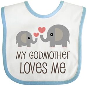 inktastic my godmother loves me baby bib white and blue 230ed