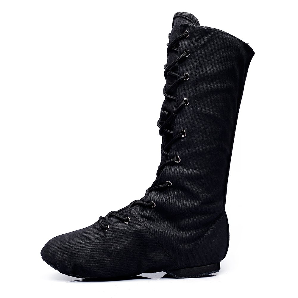 MSMAX Adult Dance Boots High Top Ballet Jazz Dancing Sneakers Black 8 M US Women