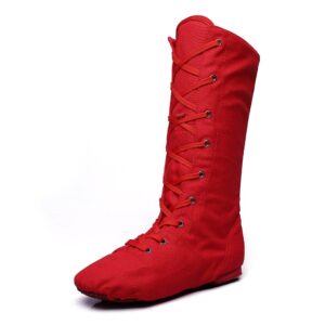 msmax adult dance boots high top ballet jazz dancing sneakers red 9 m us women