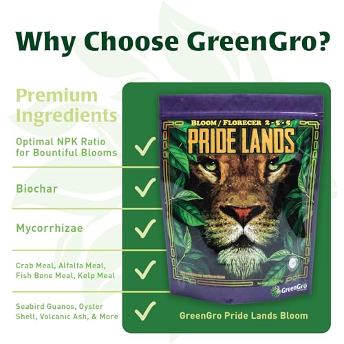 Pride Lands Premium Organic Bloom Fertilizer with NO Fillers, Bigger Buds and Flowers, Brighter Plants with Our Complete Bloom Nutrients, Recharge Soil and Boost Growth with Optimal Blend of NPK, 5 lb