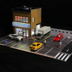 Diorama 1/64 Car Garage Model City Backdrop Car Parking Lot LED Lighting Scenery Model Toy