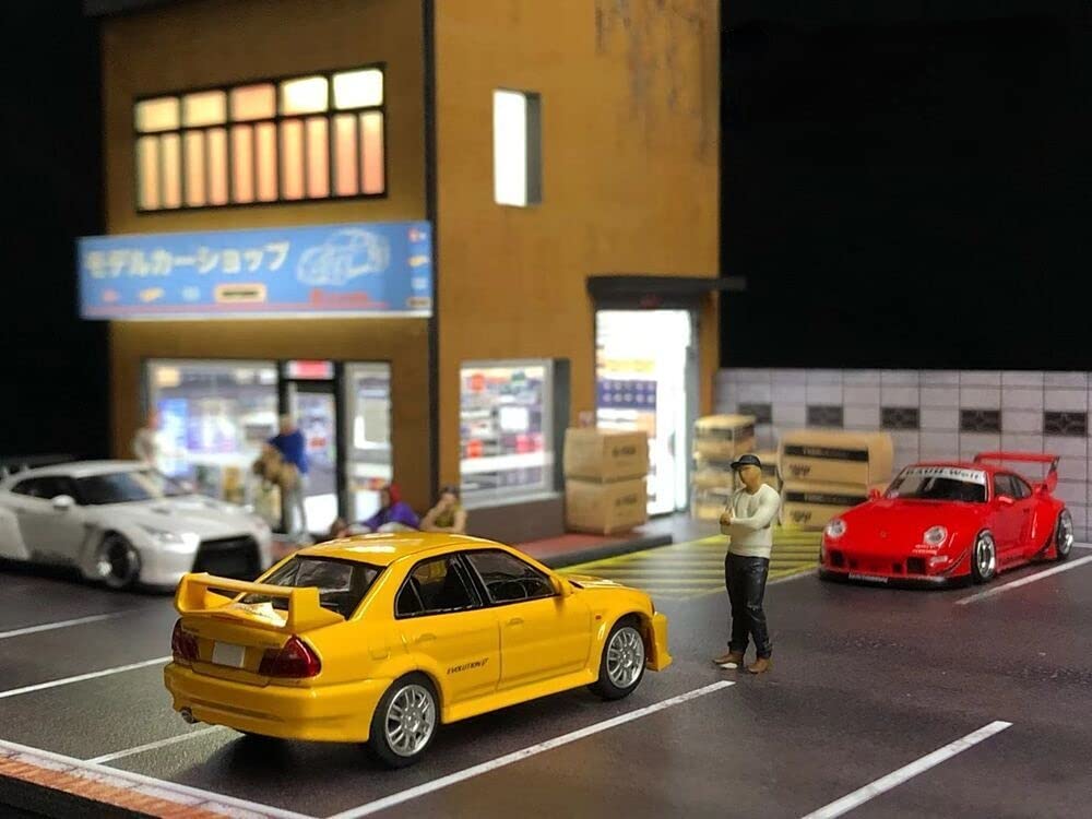 Diorama 1/64 Car Garage Model City Backdrop Car Parking Lot LED Lighting Scenery Model Toy