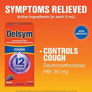 Delsym Adult 12 Hr Cough Relief Liquid, Grape, 5oz