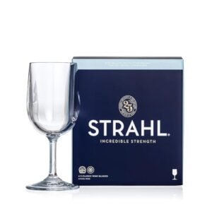 strahl unbreakable wine glass goblet, design shatterproof polycarbonate stemware clear glassware glasses, heavy duty premium restaurant grade for beverages, gin cocktail, 8 ounces, 406801, set of 4