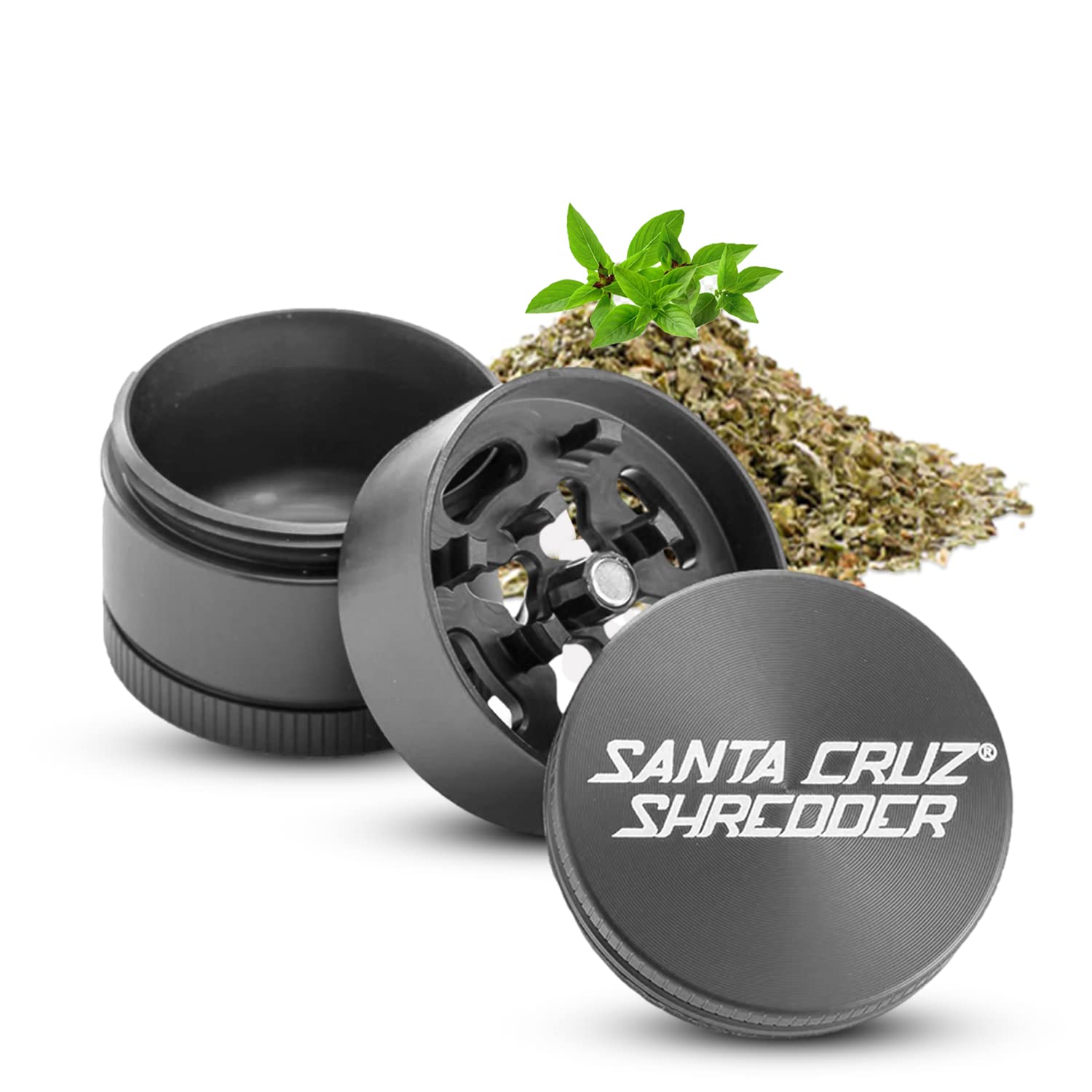 Santa Cruz Shredder Herb Grinder 3 Piece Medium 2 1/8" Superior Grip and Aluminium (Grey)