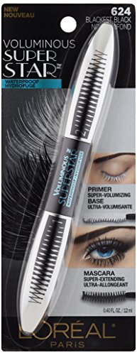 L'Oreal Paris Cosmetics Voluminous Superstar Mascara, Waterproof, Blackest Black, 0.41 Fl. Oz, 1 Count