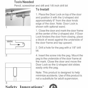 Safety Innovations Child Proof Deluxe Door Top Lock for 1 3/8 inch Thick Interior Doors, (1-Pack)