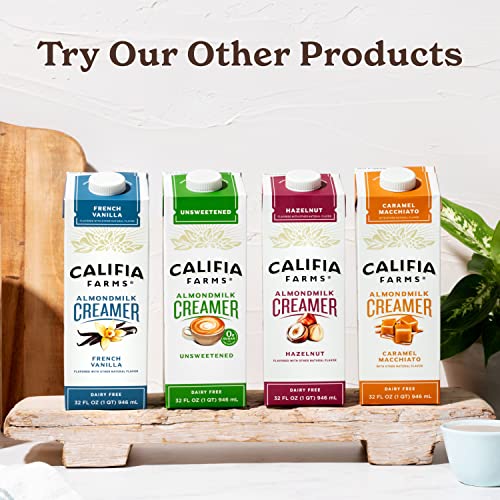 Califia Farms - French Vanilla Almond Milk Coffee Creamer, 32 Oz (Pack of 6), Shelf Stable, Dairy Free, Plant Based, Vegan, Gluten Free, Non GMO, Almond Creamer