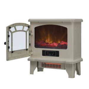 Duraflame Electric Fireplace Stove 1500 Watt Infrared Heater with Flickering Flame Effects - Cream