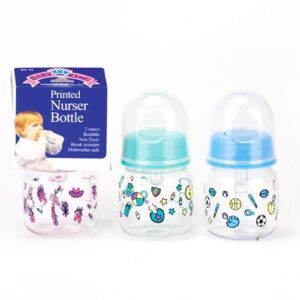 baby king preemie 2oz. bottle, printed nurser bottle bk42000, 3 bottles, assorted styles and colors