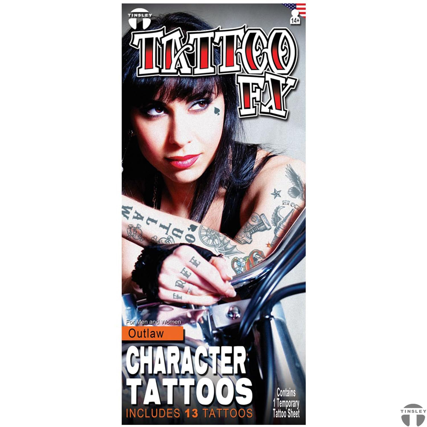 Tinsley Transfers Outlaws Biker Temporary Tattoo FX Costume Kit