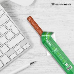 Mission Meats Grass Fed Beef Sticks – Sugar Free Beef Sticks, Gluten Free, Whole 30, Paleo, Keto Meat Sticks, Sugar Free Jerky Beef Sticks Individually Wrapped, 1oz (Original, Pack of 12)