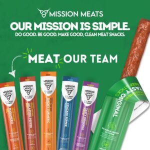 Mission Meats Grass Fed Beef Sticks – Sugar Free Beef Sticks, Gluten Free, Whole 30, Paleo, Keto Meat Sticks, Sugar Free Jerky Beef Sticks Individually Wrapped, 1oz (Original, Pack of 12)