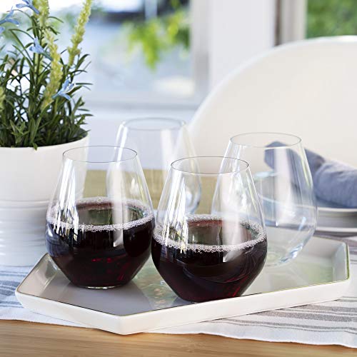 Spiegelau Authentis Wine Glasses, Set of 4, European-Made Lead-Free Crystal, Modern Stemless, Dishwasher Safe, Professional Quality Stemless Wine Glass Gift Set, 22 oz