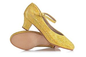theatricals womens starlite 1.5" glitter character shoes gold 07.5m t3115
